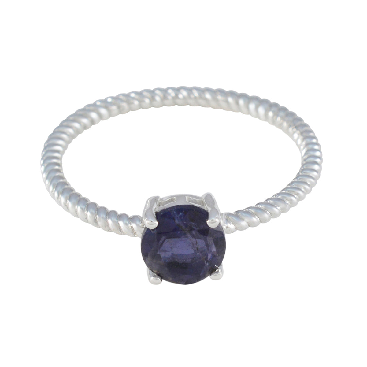 Iolite Solitaire Japanese 92.5 Silver Blue Gemstones Delicate Twist Ring Jewelry