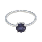 Iolite Solitaire Japanese 92.5 Silver Blue Gemstones Delicate Twist Ring Jewelry
