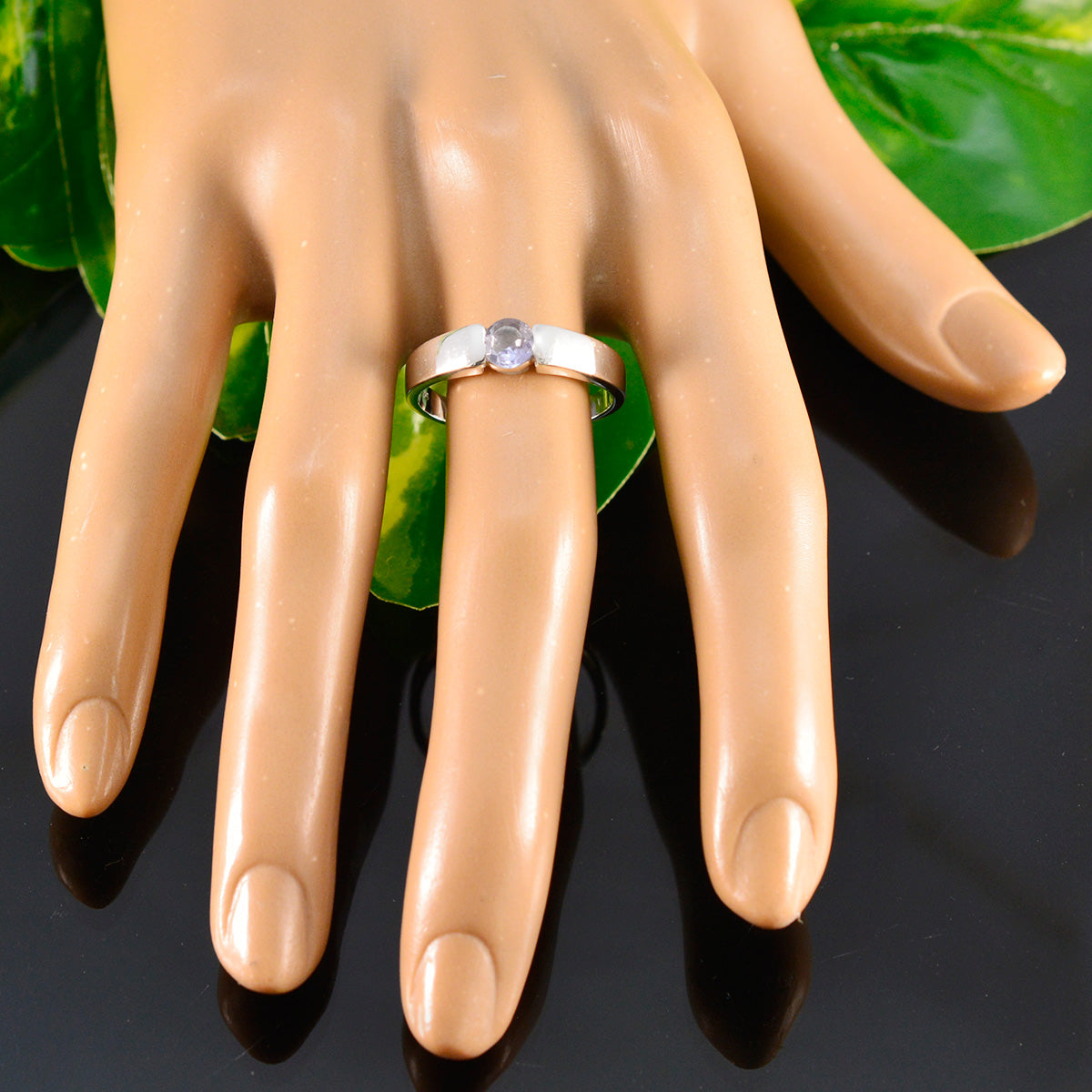 Iolite Solitaire Moroccan 92.5 Silver Blue Gems Slim Glamorous Ring Jewellery