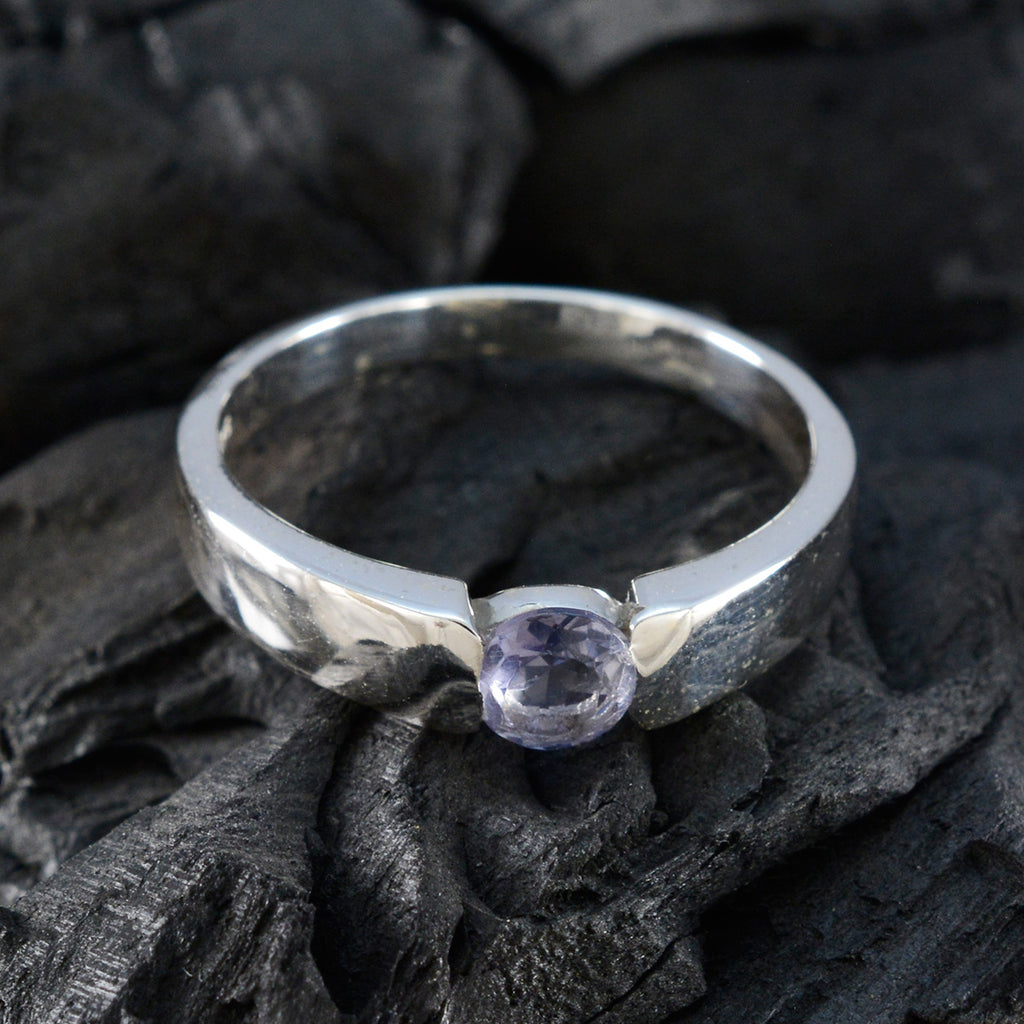 Iolite Solitaire Moroccan 92.5 Silver Blue Gems Slim Glamorous Ring Jewellery