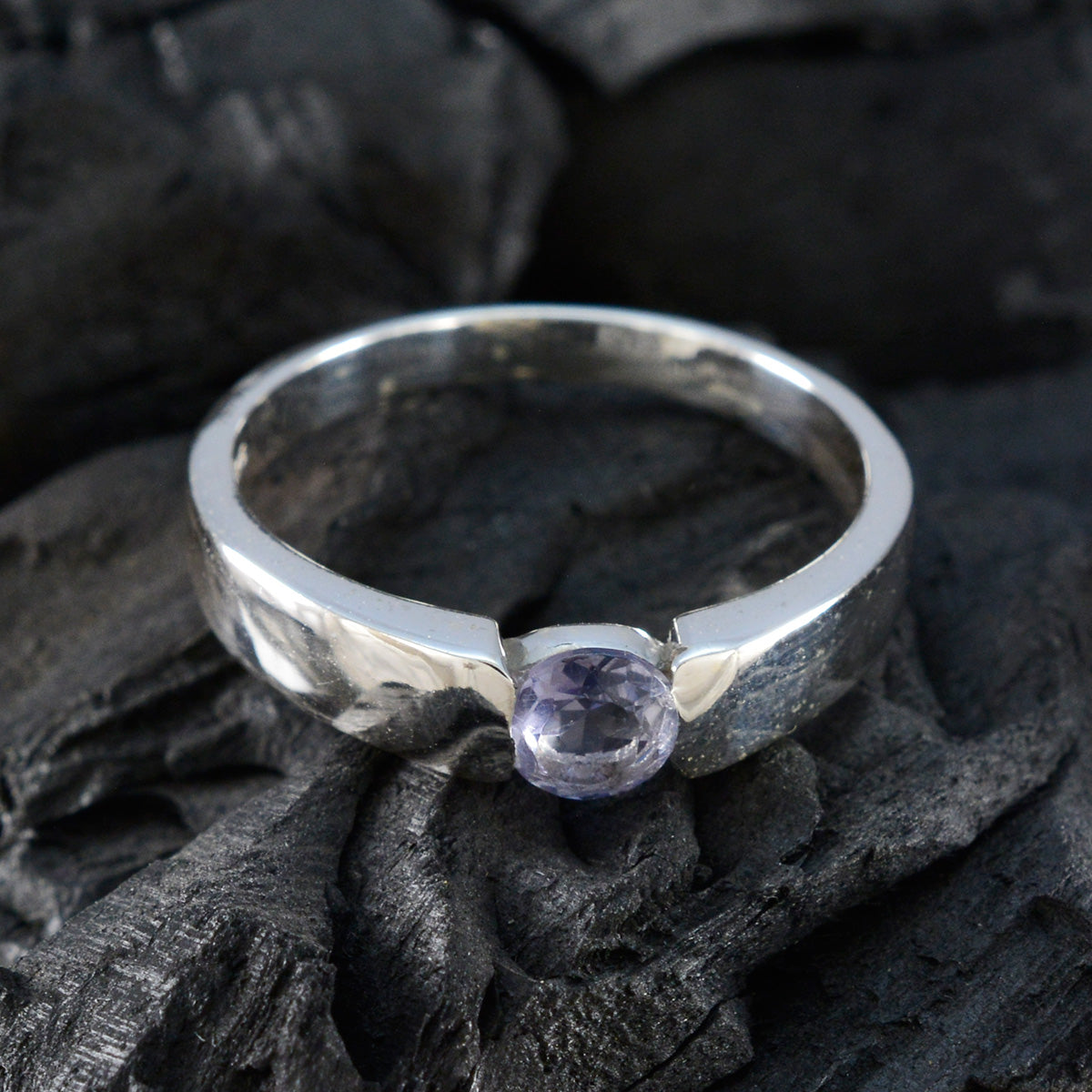 Iolite Solitaire Moroccan 92.5 Silver Blue Gems Slim Glamorous Ring Jewellery