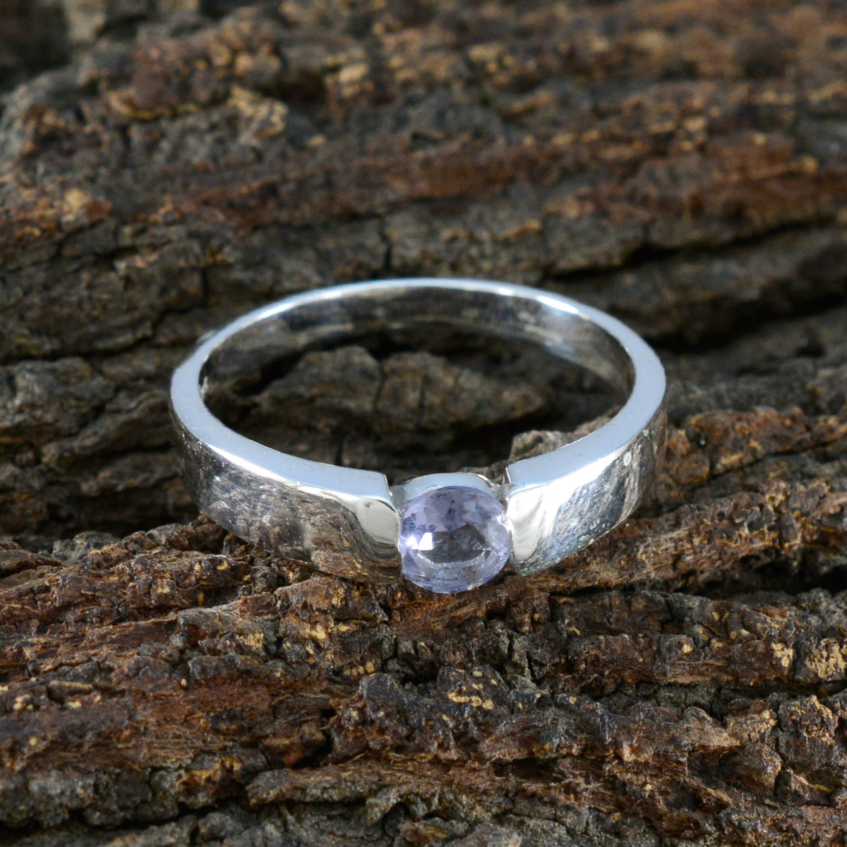 Iolite Solitaire Moroccan 92.5 Silver Blue Gems Slim Glamorous Ring Jewellery