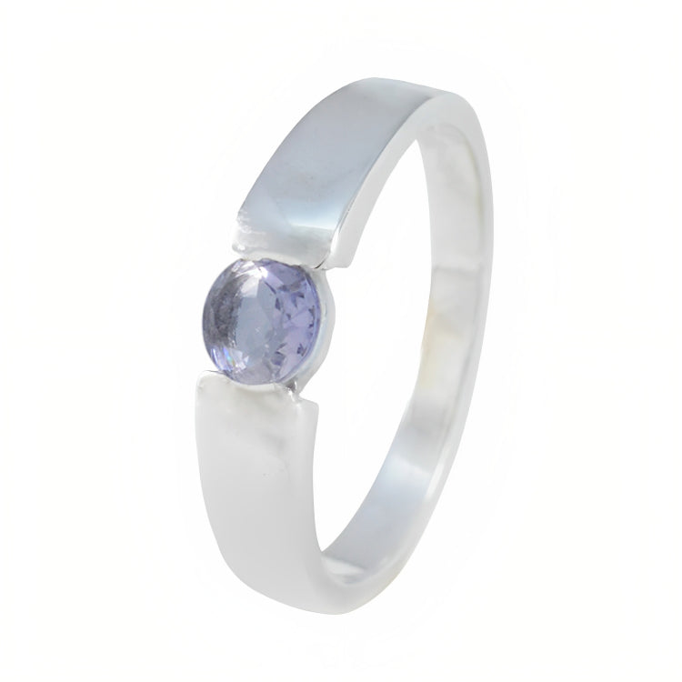 Iolite Solitaire Moroccan 92.5 Silver Blue Gems Slim Glamorous Ring Jewellery