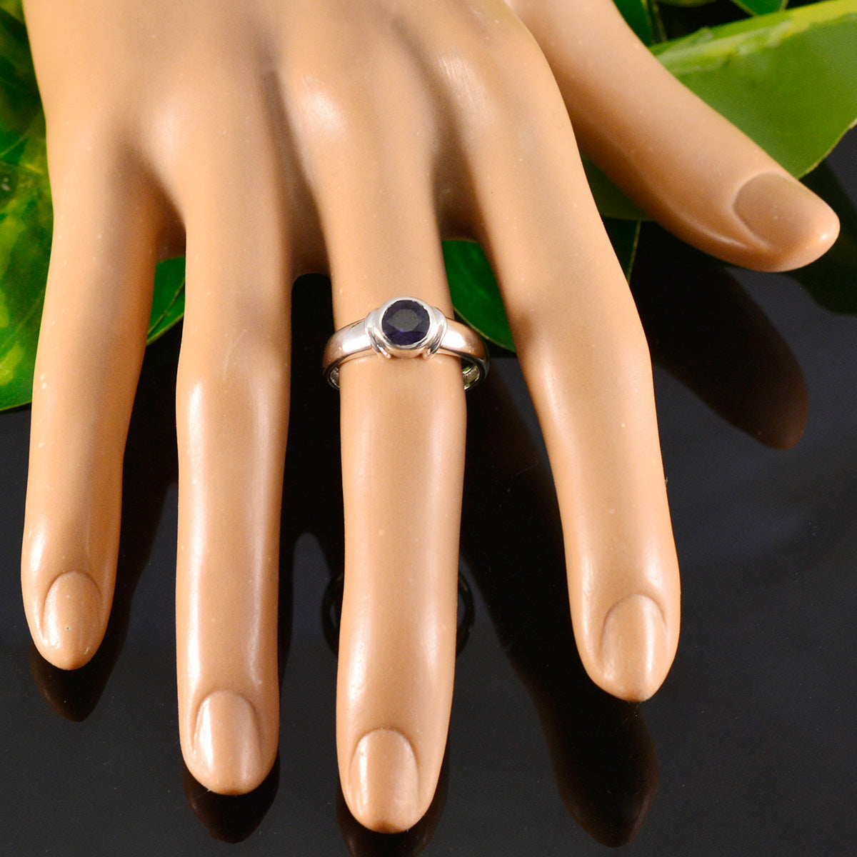 Iolite Solitaire Russian Sterling Silver Blue Gemstone Featherlight Modern Ring Jewelry