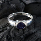 Iolite Solitaire Russian Sterling Silver Blue Gemstone Featherlight Modern Ring Jewelry