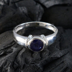 Iolite Solitaire Russian Sterling Silver Blue Gemstone Featherlight Modern Ring Jewelry