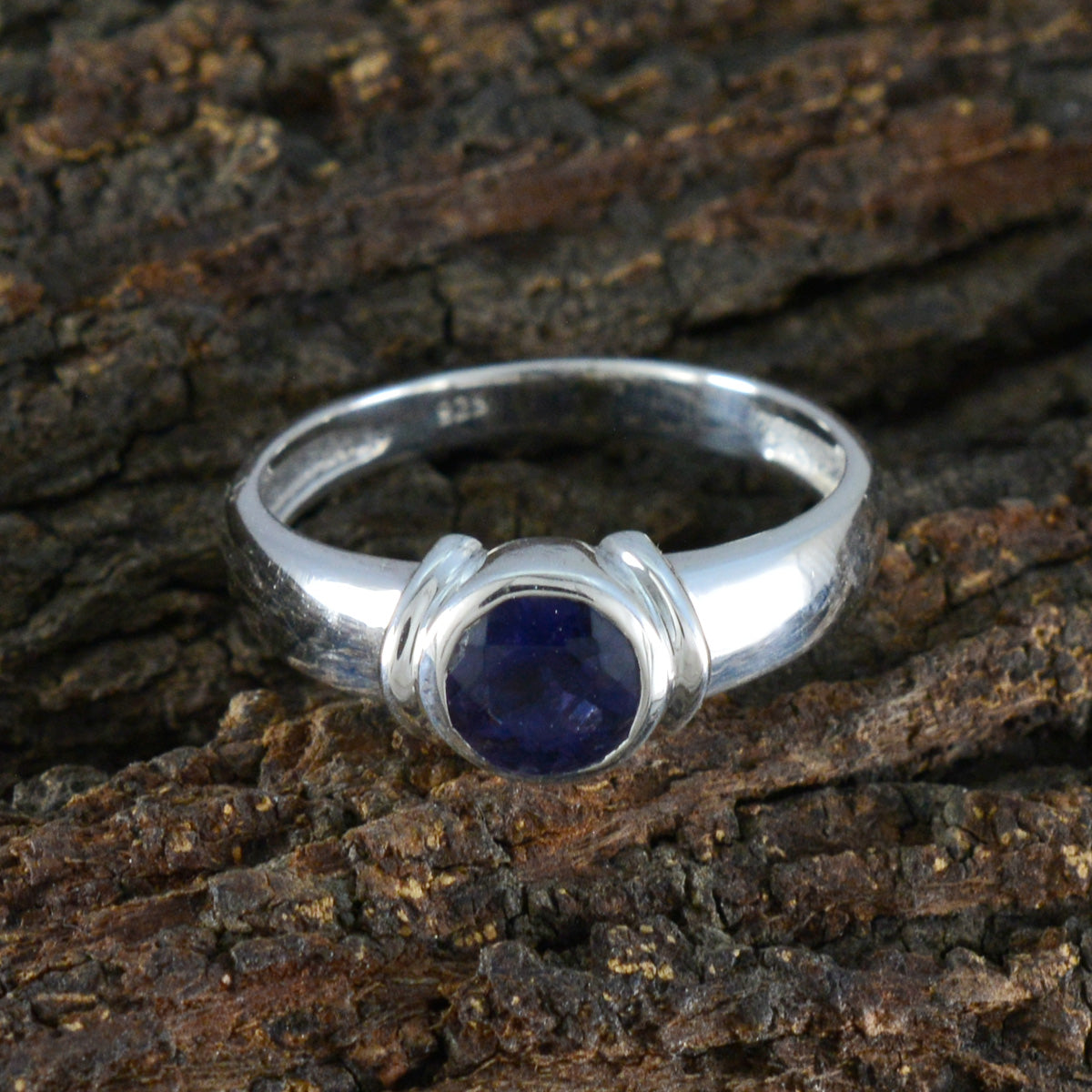 Iolite Solitaire Russian Sterling Silver Blue Gemstone Featherlight Modern Ring Jewelry