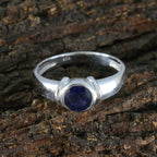 Iolite Solitaire Russian Sterling Silver Blue Gemstone Featherlight Modern Ring Jewelry