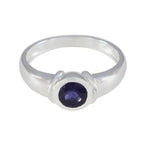 Iolite Solitaire Russian Sterling Silver Blue Gemstone Featherlight Modern Ring Jewelry