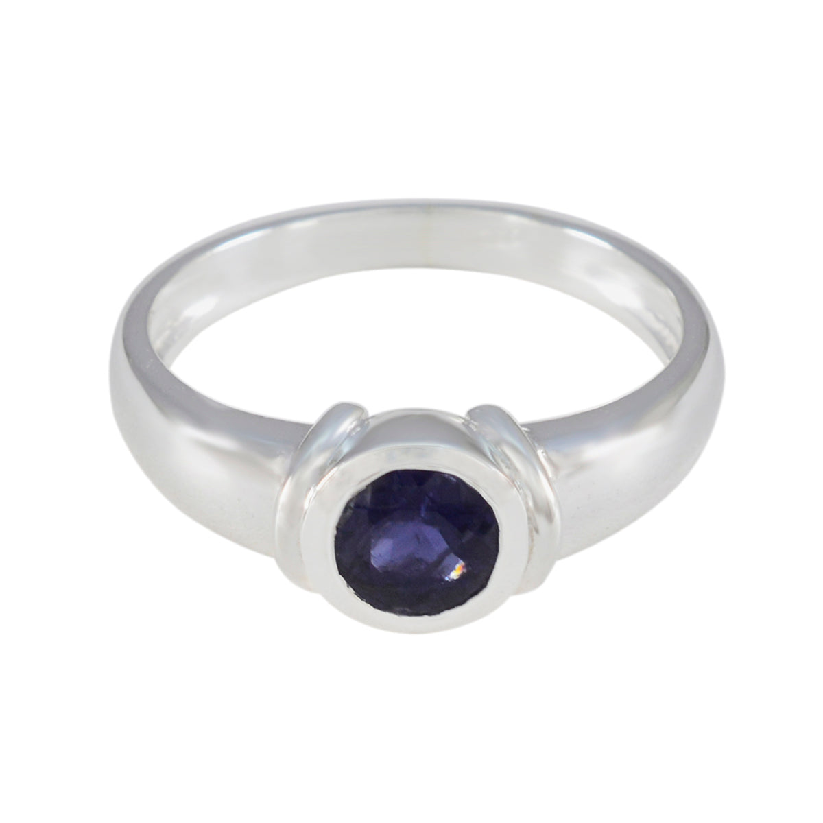Iolite Solitaire Russian Sterling Silver Blue Gemstone Featherlight Modern Ring Jewelry