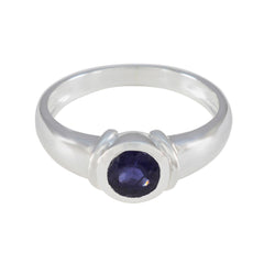Iolite Solitaire Russian Sterling Silver Blue Gemstone Featherlight Modern Ring Jewelry