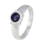 Iolite Solitaire Russian Sterling Silver Blue Gemstone Featherlight Modern Ring Jewelry