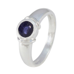 Iolite Solitaire Russian Sterling Silver Blue Gemstone Featherlight Modern Ring Jewelry