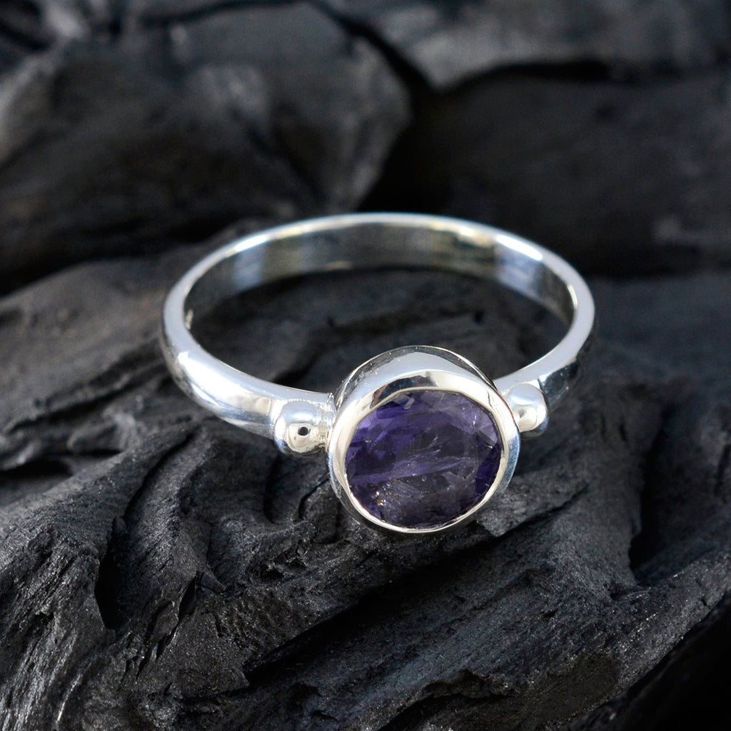 Iolite Solitaire French Sterling Silver Blue Gemstones Slim Sophisticated Ring Jewelry
