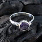 Iolite Solitaire French Sterling Silver Blue Gemstones Slim Sophisticated Ring Jewelry