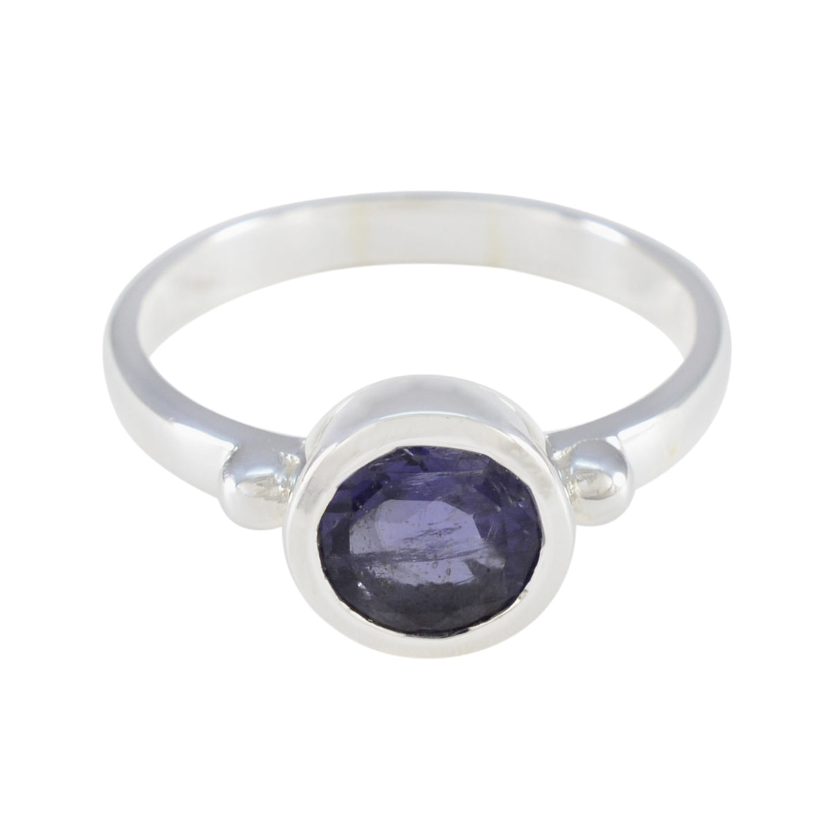 Iolite Solitaire French Sterling Silver Blue Gemstones Slim Sophisticated Ring Jewelry