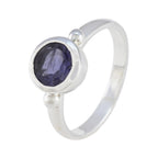 Iolite Solitaire French Sterling Silver Blue Gemstones Slim Sophisticated Ring Jewelry