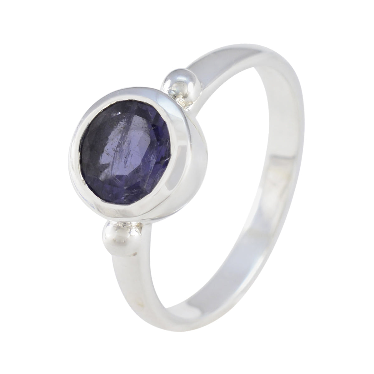Iolite Solitaire French Sterling Silver Blue Gemstones Slim Sophisticated Ring Jewelry