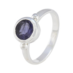 Iolite Solitaire French Sterling Silver Blue Gemstones Slim Sophisticated Ring Jewelry