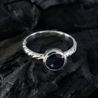 Iolite Solitaire Korean Sterling Silver Blue Gemstone Dainty Romantic Ring Jewellery
