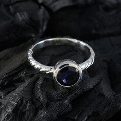 Iolite Solitaire Korean Sterling Silver Blue Gemstone Dainty Romantic Ring Jewellery