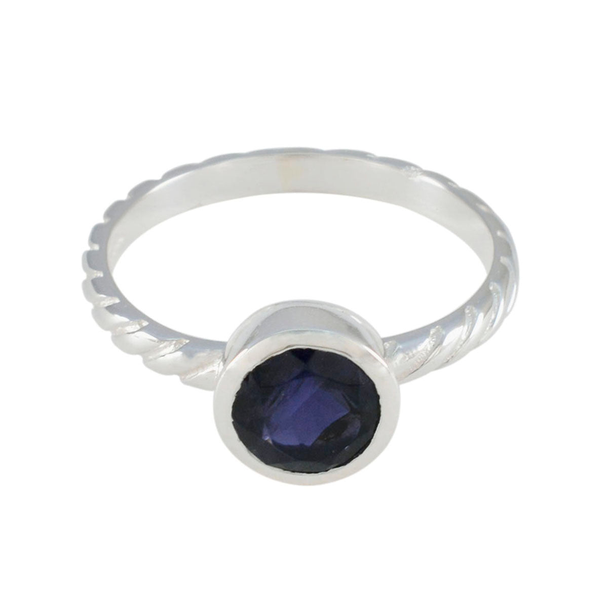 Iolith Solitär Koreanischer Sterling Silber Blauer Edelstein Zierlicher romantischer Ring Schmuck メイン画像