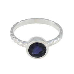 Iolite Solitaire Korean Sterling Silver Blue Gemstone Dainty Romantic Ring Jewellery