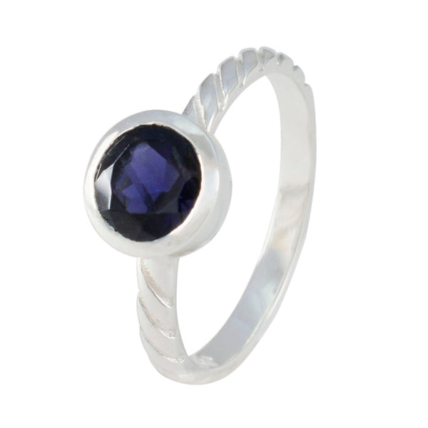 Iolite Solitaire Korean Sterling Silver Blue Gemstone Dainty Romantic Ring Jewellery