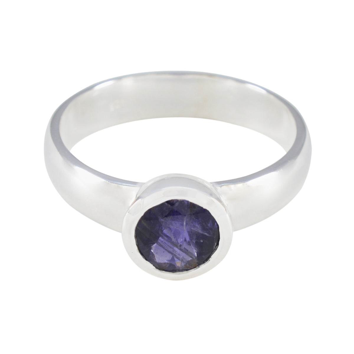 Iolite Solitaire Egyptian 92.5 Silver Blue Gemstone Tiny Feminine Ring Jewelry