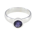 Iolite Solitaire Egyptian 92.5 Silver Blue Gemstone Tiny Feminine Ring Jewelry