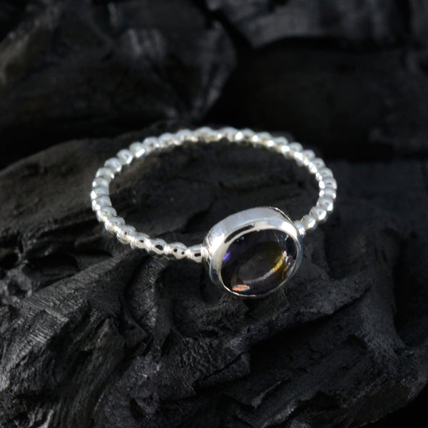 Iolite Solitaire Korean 92.5 Silver Blue Gemstones Delicate Twist Ring Jewelry