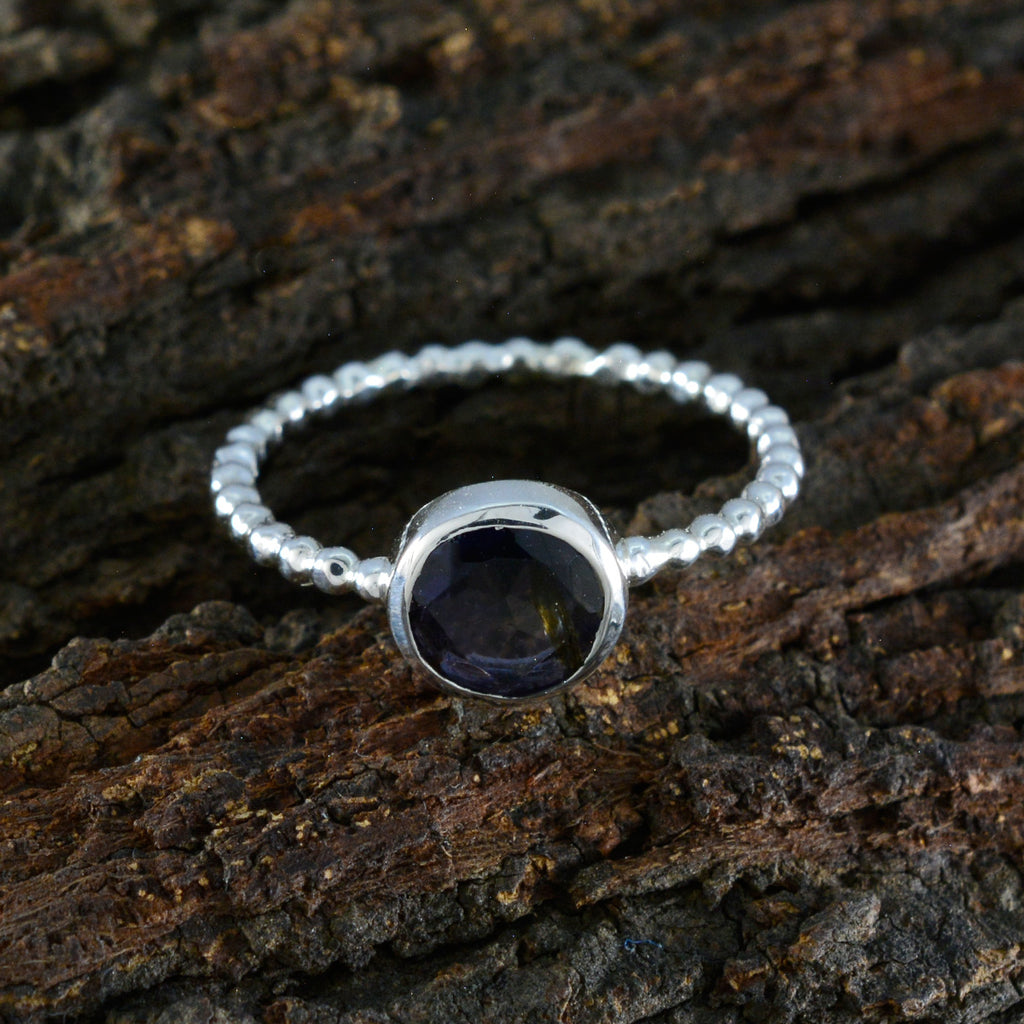 Iolite Solitaire Korean 92.5 Silver Blue Gemstones Delicate Twist Ring Jewelry