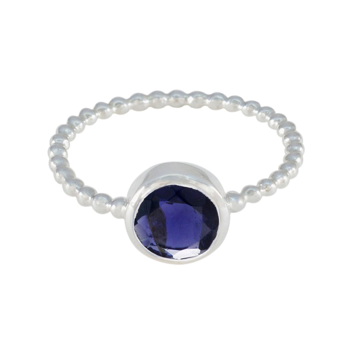 Iolite Solitaire Korean 92.5 Silver Blue Gemstones Delicate Twist Ring Jewelry