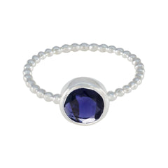 Iolite Solitaire Korean 92.5 Silver Blue Gemstones Delicate Twist Ring Jewelry