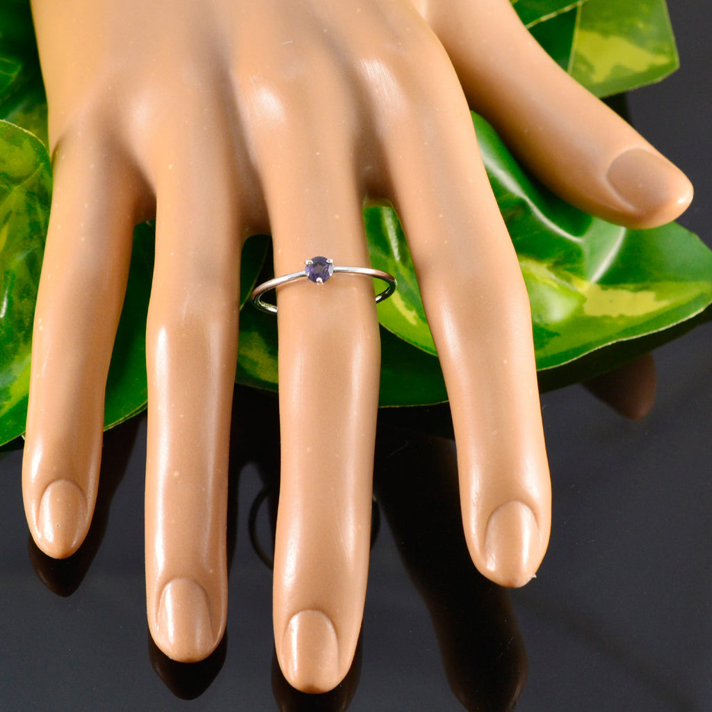 Iolite Solitaire Turkish 925 Silver Blue Gemstone Minimalist Luxurious Ring Jewelry