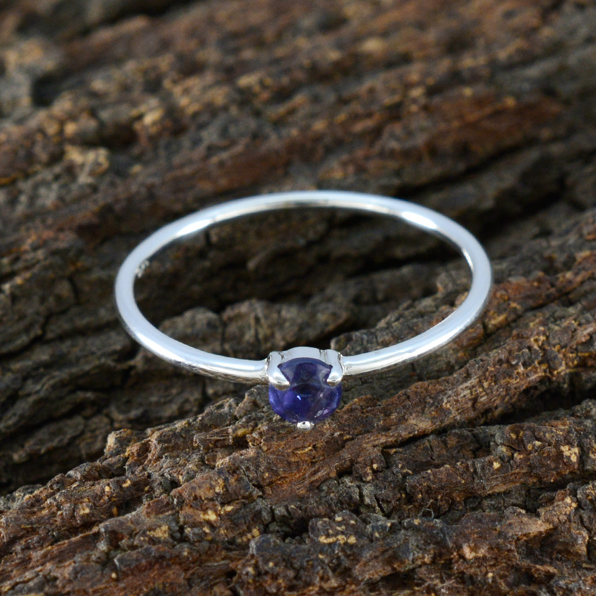 Iolite Solitaire Turkish 925 Silver Blue Gemstone Minimalist Luxurious Ring Jewelry