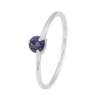 Iolite Solitaire Turkish 925 Silver Blue Gemstone Minimalist Luxurious Ring Jewelry