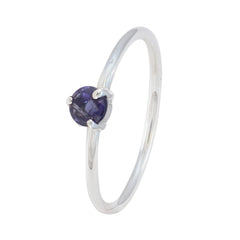 Iolite Solitaire Turkish 925 Silver Blue Gemstone Minimalist Luxurious Ring Jewelry