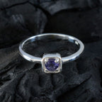 Iolite Solitaire Turkish Sterling Silver Blue Gems Delicate Sophisticated Ring Jewelry