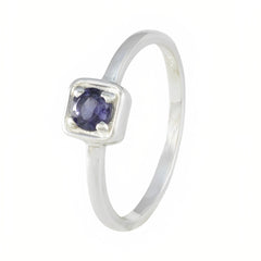 Iolite Solitaire Turkish Sterling Silver Blue Gems Delicate Sophisticated Ring Jewelry