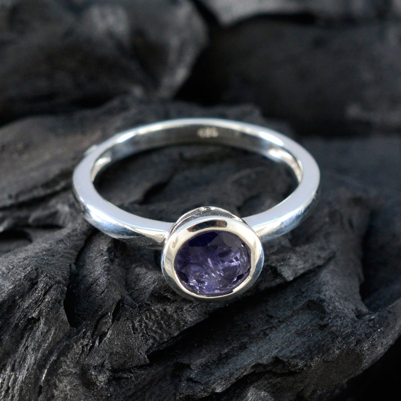 Iolite Solitaire Turkish 92.5 Silver Blue Gemstones Dainty Contemporary Ring Jewellery