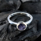 Iolite Solitaire Turkish 92.5 Silver Blue Gemstones Dainty Contemporary Ring Jewellery