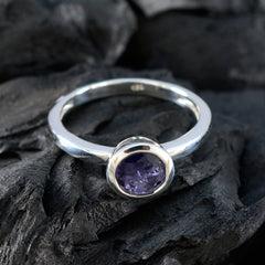 Iolite Solitaire Turkish 92.5 Silver Blue Gemstones Dainty Contemporary Ring Jewellery