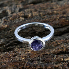 Iolite Solitaire Turkish 92.5 Silver Blue Gemstones Dainty Contemporary Ring Jewellery