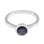 Iolite Solitaire Turkish 92.5 Silver Blue Gemstones Dainty Contemporary Ring Jewellery