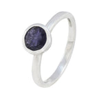 Iolite Solitaire Turkish 92.5 Silver Blue Gemstones Dainty Contemporary Ring Jewellery