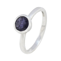 Iolite Solitaire Turkish 92.5 Silver Blue Gemstones Dainty Contemporary Ring Jewellery