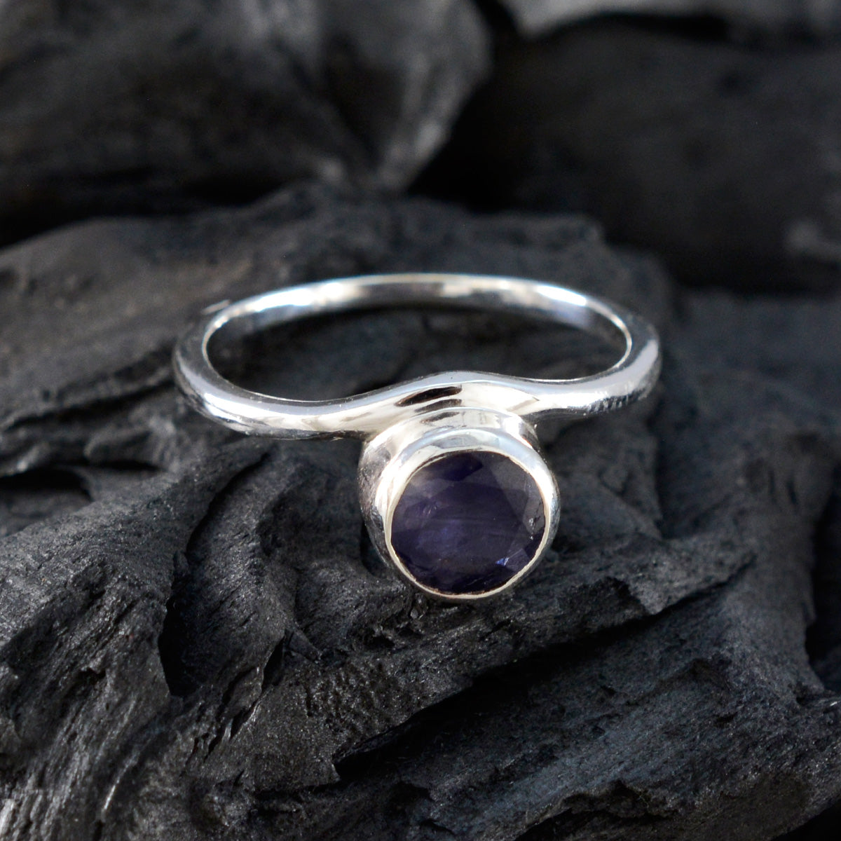 Iolite Solitaire Turkish Sterling Silver Blue Gemstone Delicate Glamorous Ring Jewellery