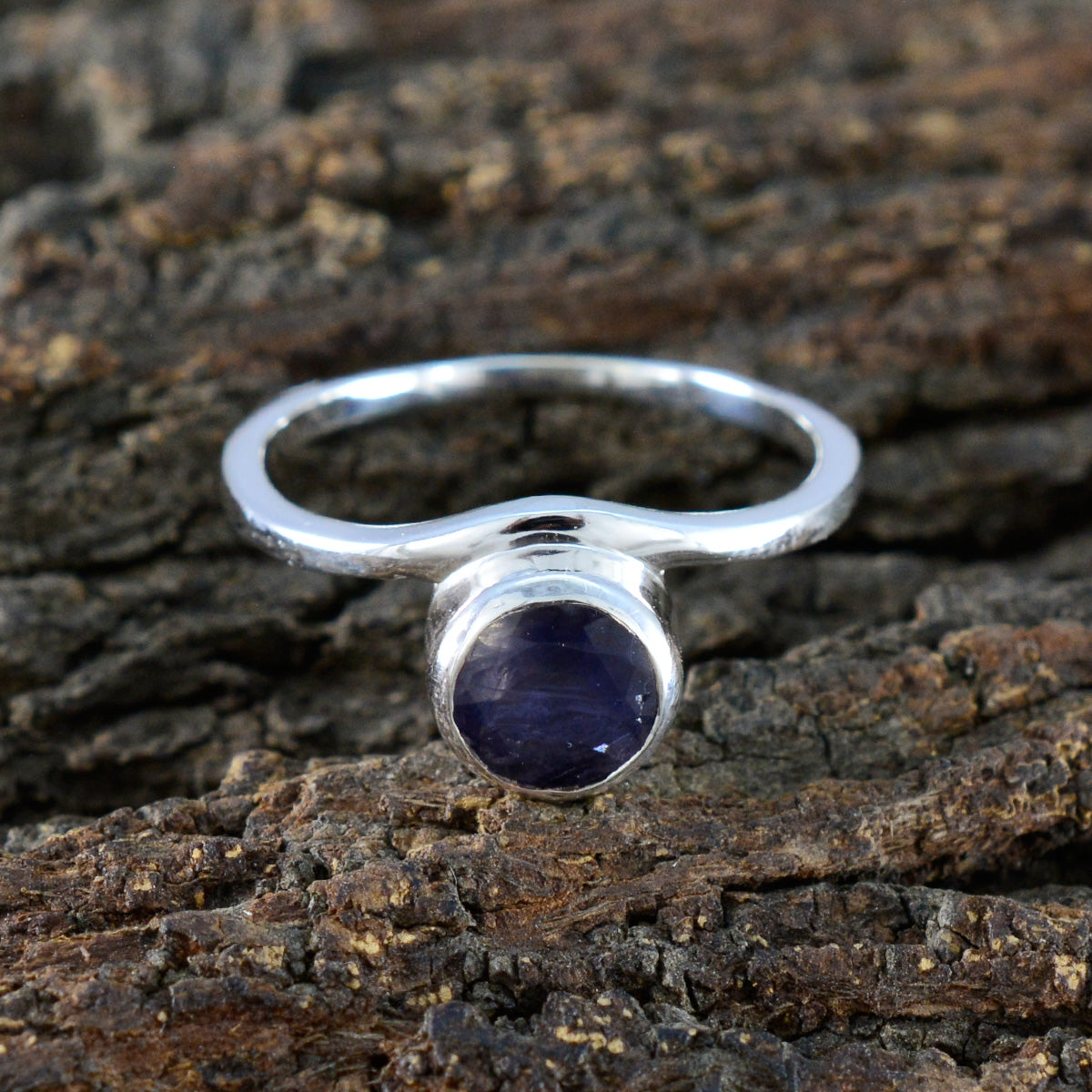 Iolite Solitaire Turkish Sterling Silver Blue Gemstone Delicate Glamorous Ring Jewellery
