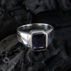 Iolite Solitaire African Silver Blue Gems Eye catching Modern Ring Jewelry
